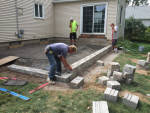 Hardscaped walls being installed