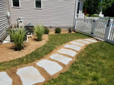 walkway and landscaping Installed by Aaron of Landscape Solutions. Rochester NY. 14616

585-342-5296