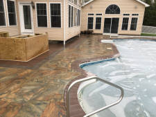 Hardscaped pool side Installed by Aaron of Landscape Solutions. Rochester NY. 14616

585-342-5296