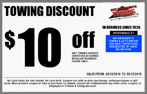 Rochester Towing Coupons by Kerhaert's